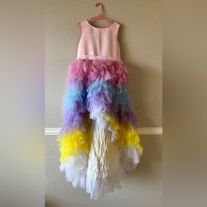 Girls Unicorn Dress Ruffles Tiered Rainbow tulle special occasions dress
